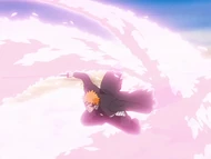 Ichigo evades Senbonzakura Kageyoshi in midair.