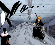 Don Kanonji watches as the ground swells underneath Ichigo.