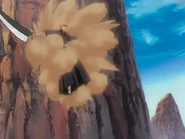 Ichigo is sent crashing into a rock from the attack.
