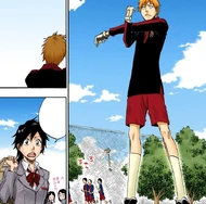 Tatsuki finds Ichigo practicing with the soccer team.