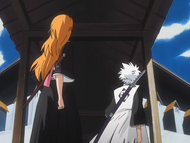 Hitsugaya and Rangiku depart for the Central 46 Compound.