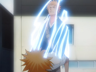 Ichigo is forced out of his body by the Gikongan.