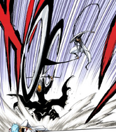 Ichigo protects Grimmjow from Nnoitra's attack.