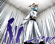 Grimmjow lifts Orihime into the air and reveals that he has something for her to do.