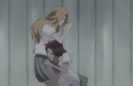 Haineko pushes Rangiku out of the way.