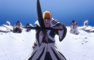 Ganju watches as Ichigo prepares to resume the fight.