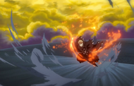 Ichigo slashes Shuren's flame blast.