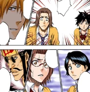 Ichigo addresses his friends one at a time to calm them down.
