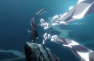 Ichigo destroys two ice spikes.