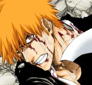 Ichigo uses Blut Vene to survive being stabbed in the neck.