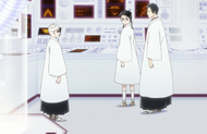 Akon explains the Nemuri Project to Kuna and Bungarō.