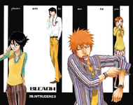 Rukia, Ichigo, Orihime, and Uryū on the cover of Chapter 298.