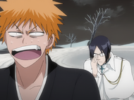 Ichigo refuses to listen to Uryū's explanation of how mirages work.