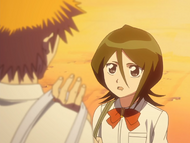 Rukia asks Ichigo if he is alright.