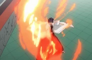 Amagai uses his Fireball technique to defend himself.