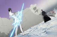 Uryū and Renji Abarai confront Taikon and Garogai.