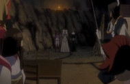 Muramasa, Senbonzakura, and Byakuya stand behind the Zanpakutō spirits.