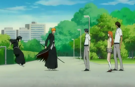 Bleach Episode 1 The scenery outside the window changes fast
