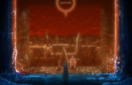 Nanao Ise casts Hakudan Keppeki to stop Jugram Haschwalth.