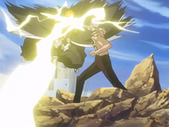 Ichigo attacks Kariya after he targets Yoruichi and Byakuya.