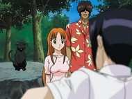 Sado watches as Uryū Ishida freaks out over Yoruichi Shihōin being a cat.