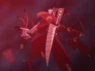 Uryū and his friends are sucked into the air by the vortex.