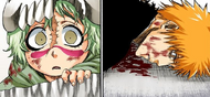 Nel finds an unresponsive and badly wounded Ichigo lying on the floor.