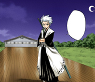 Hitsugaya confronts Gin and Izuru in the Third Division compound.