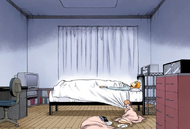 Yuzu and Karin sleep in Ichigo's room.