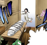 Kuna brings Rukia's Gigai to the lab.