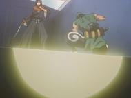 Ganju uses Seppa after throwing sand into Yumichika's eyes.