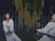 Uryū and Ganju are shocked when the ceiling has a hole busted in it.