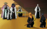 Nanao and Rangiku report to the captains after being unaccounted for.