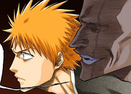 Kenpachi asks Ichigo Kurosaki if he is the Ryoka that Kenpachi has been looking for.