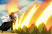 Amagai uses Fissures of Fire against his enemy, Ichigo.