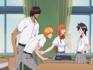 Ichigo and Sado are alarmed by Orihime's tale of their adventure to Tatsuki.