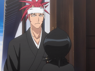 Rukia asks Renji to take her to the fight.