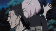 Yachiru yells at Kenpachi about leaving.