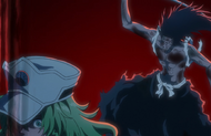 Kenpachi Zaraki attacks Candice after she kills several of his subordinates.