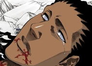 Tōsen, with his sight fading, cries.
