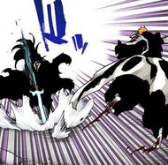 Ichigo evades Yhwach's attack.