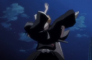 Ichigo catches Rukia.