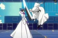 Hollow Ichigo attacks Muramasa.