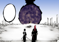 Renji and Rukia arrive to find Ichigo defeated.