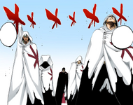 Yhwach's Schutzstaffel emerge from his shadow.