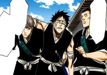 Iba Tetsuzaemon, Ikkaku Madarame, Hisagi Shuhei, & Yumichika