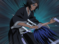 Rukia is impaled on Nejibana.