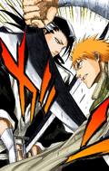 Ichigo and Byakuya clash.