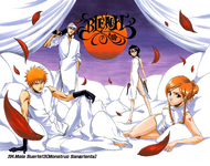 The color spread cover of chapter 204, featuring Ichigo, Rukia, Renji, and Orihime.