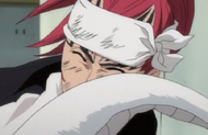 Hebi slaps Renji with his tail.